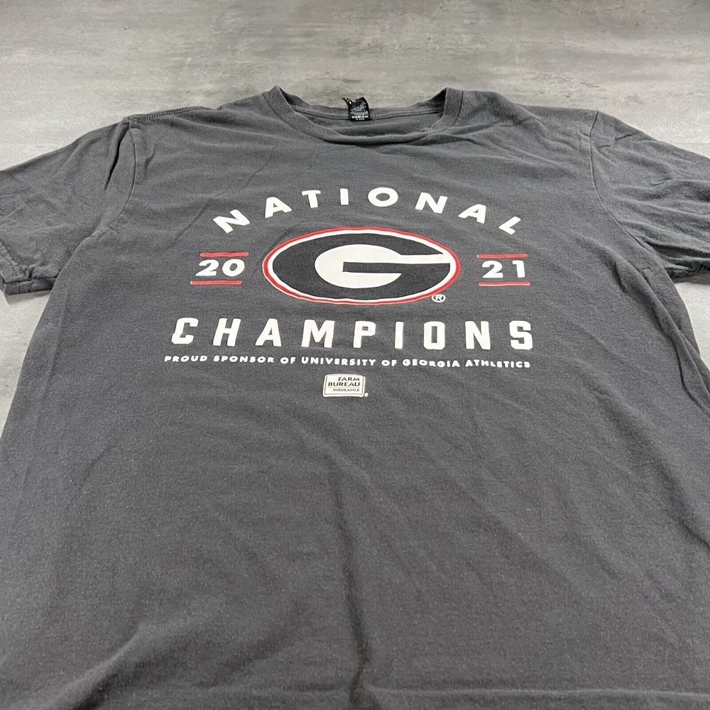 Georgia Bulldogs Shirt Women Medium Gray National Champ 2021‎ Babydoll Fit